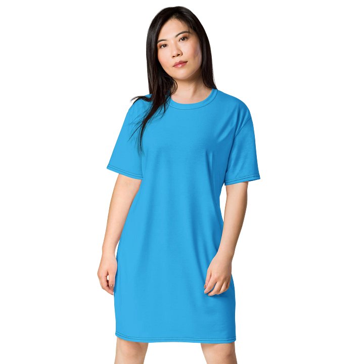Oversized T-Shirt Dress - Vibrant Deep Sky Blue, Sizes 2XS-6XL product image (1)