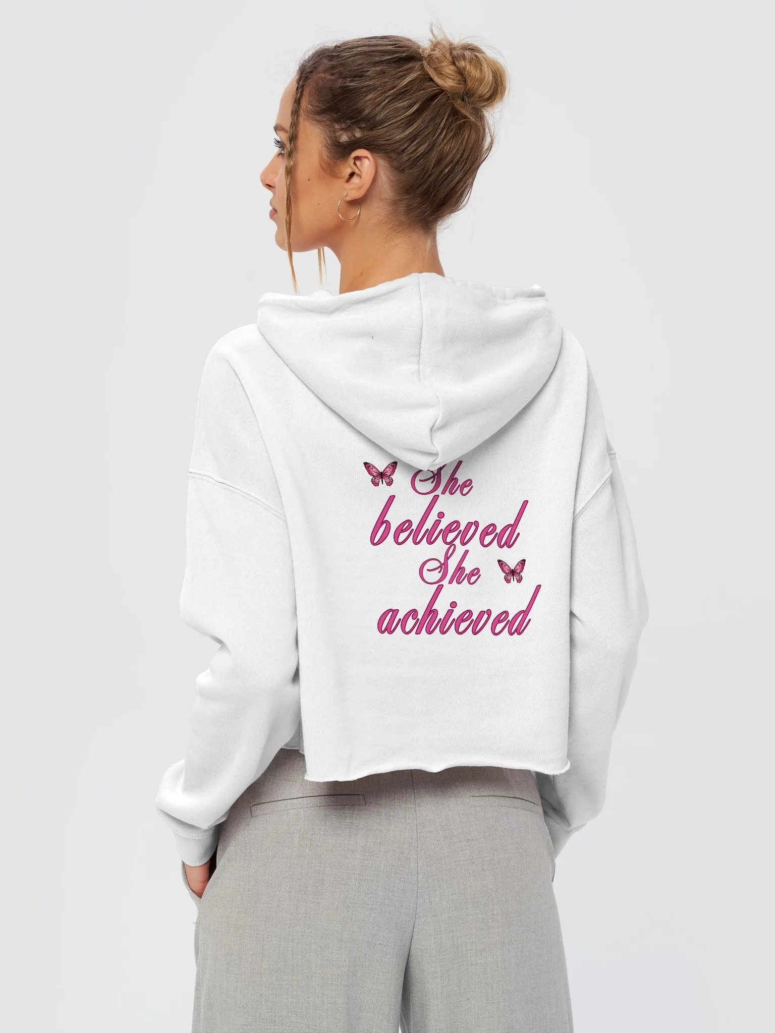 She Believed, She Achieved Cropped Hoodie product image (4)