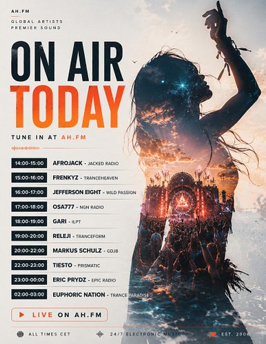 Catch today's exclusive shows from @tiesto  @afrojack  @frenkyzmusic  @djosa777  @pavel_gorfol_aka_dj_gari_cz  @markusschulz ...