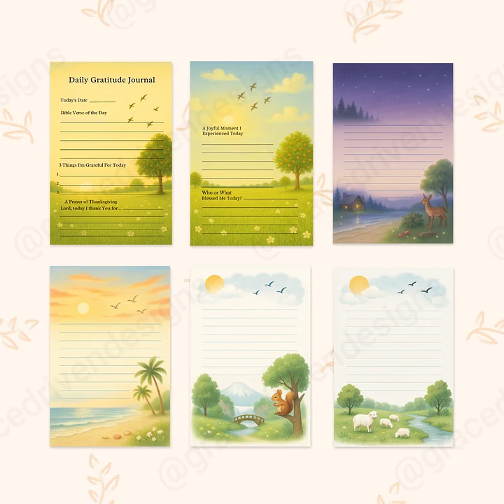 Printable Daily Gratitude Journal | Nature-Themed | 12 Pages + Freebies | A4 PDF | Instant Digital Download product image (2)