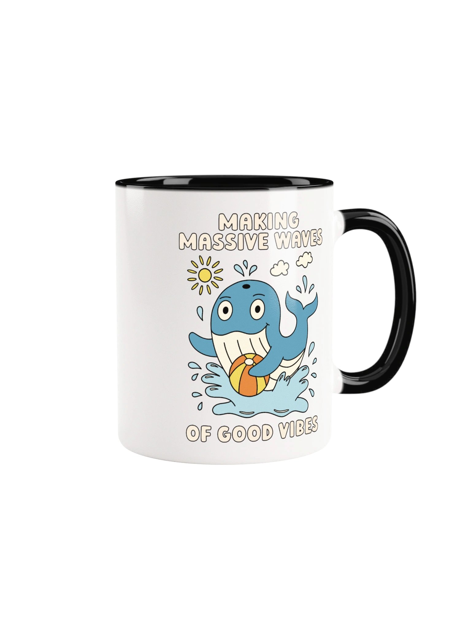 Making Massive Waves of Good Vibes Cute Silly Funny Whale Mug product image (2)