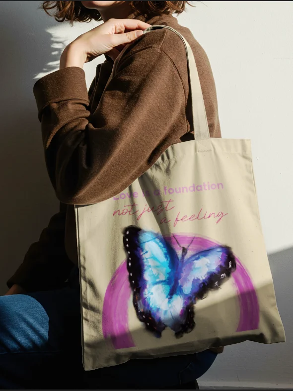 Watercolor Butterfly Love Tote [Magenta] product image (1)