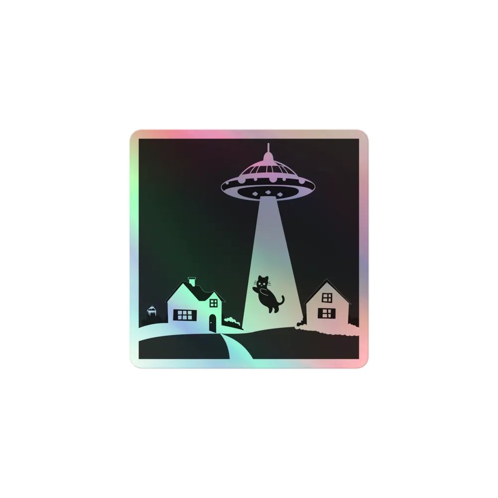 UFO and Cat Holographic Sticker product image (1)