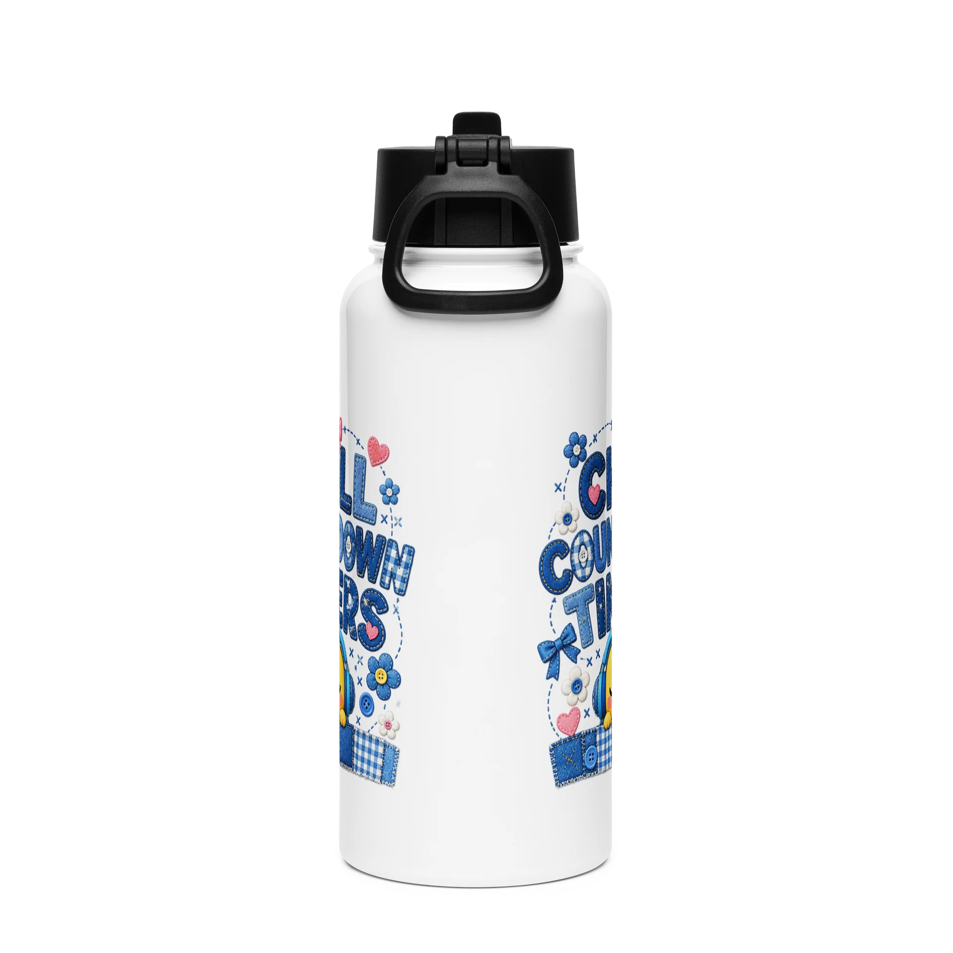 Chill Countdown Timers Denim Patchwork Water Bottle product image (2)