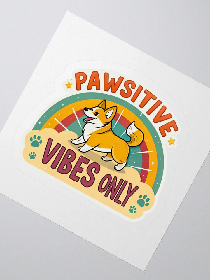 Pawsitive Vibes Corgi Kiss Cut Stickers product image (5)