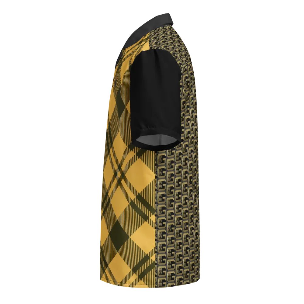 Yellow Plaid Blessed by God Designer Logo in Back Button-up Shirt product image (4)