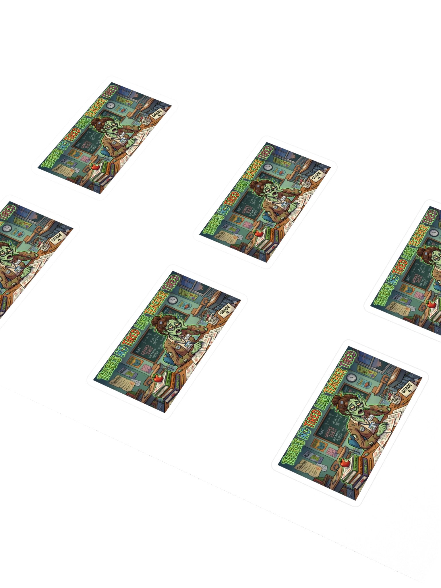"There's No Tired Like Teacher Tired" Zombie Teacher Sticker Sheet | Teacher Tired Collection product image (2)
