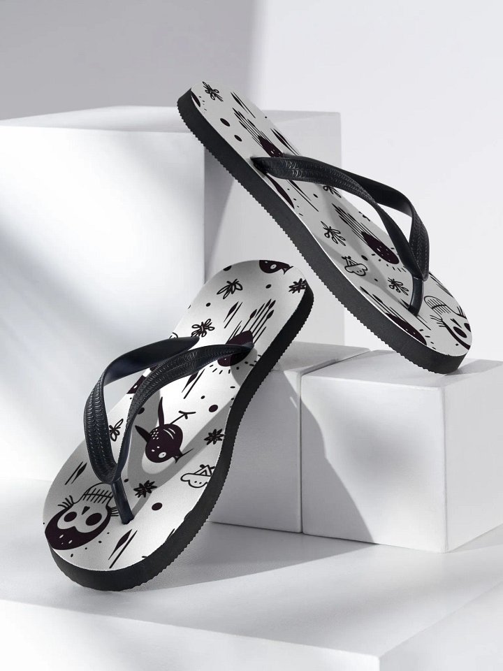 Flip-Flops – Design: Small skulls, birds, and doodles 💀🐦🖍️ product image (2)