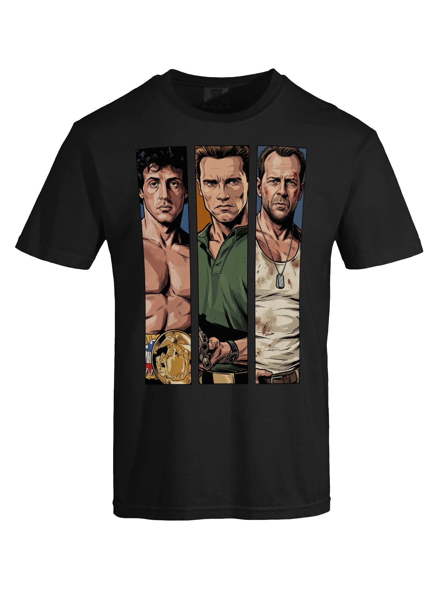 Stallone, Schwarzenegger, Willis Action Trio T-Shirt product image (8)