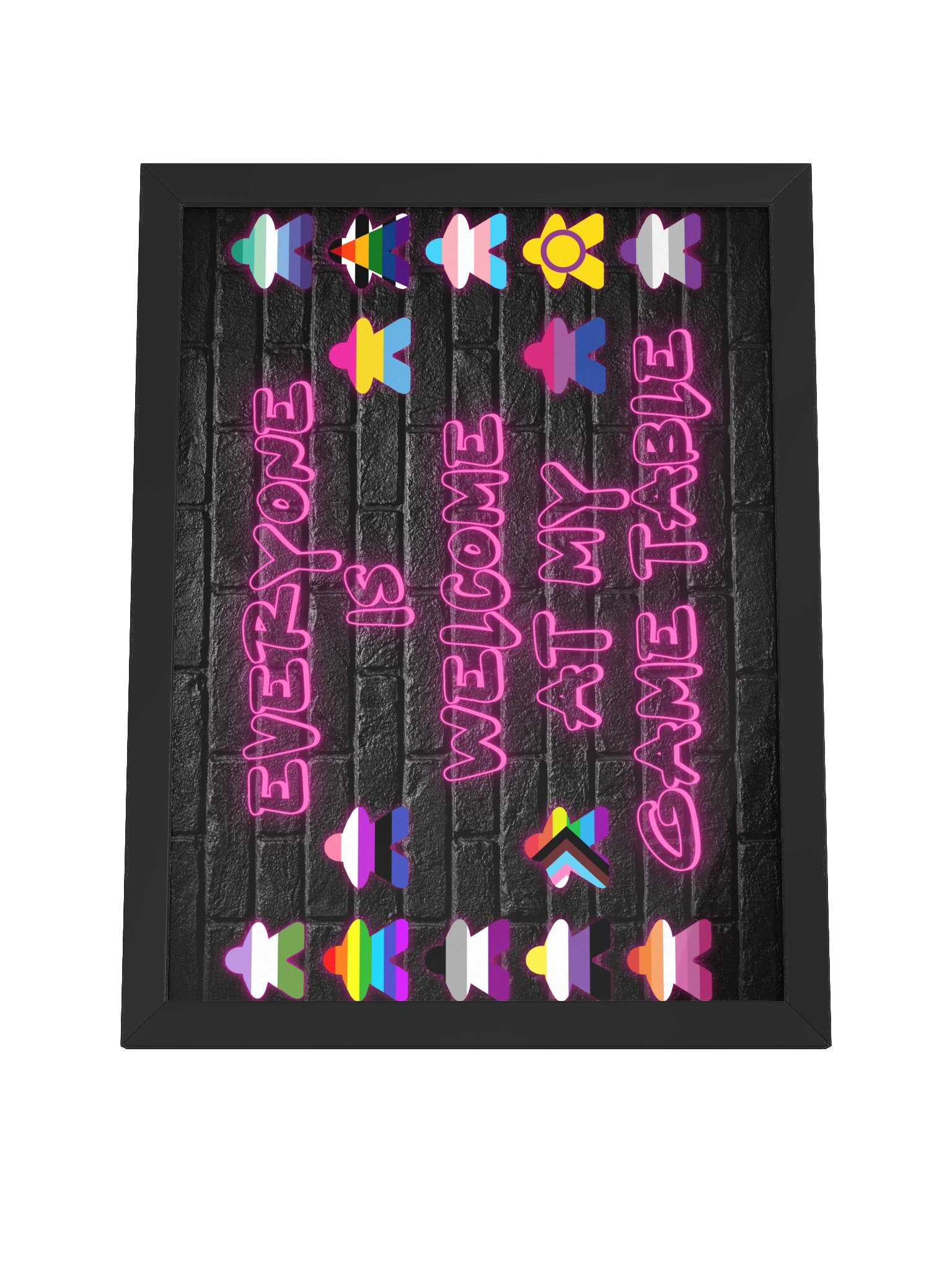 Pride Flag Meeples Inclusive Board Game Room Neon Sign - FRAMED product image (13)