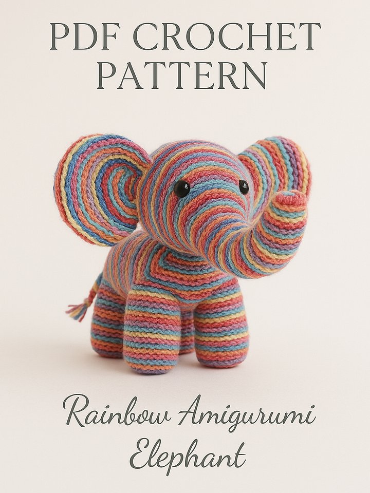 Rainbow Amigurumi Elephant – Crochet Pattern (PDF, US Terms) product image (1)