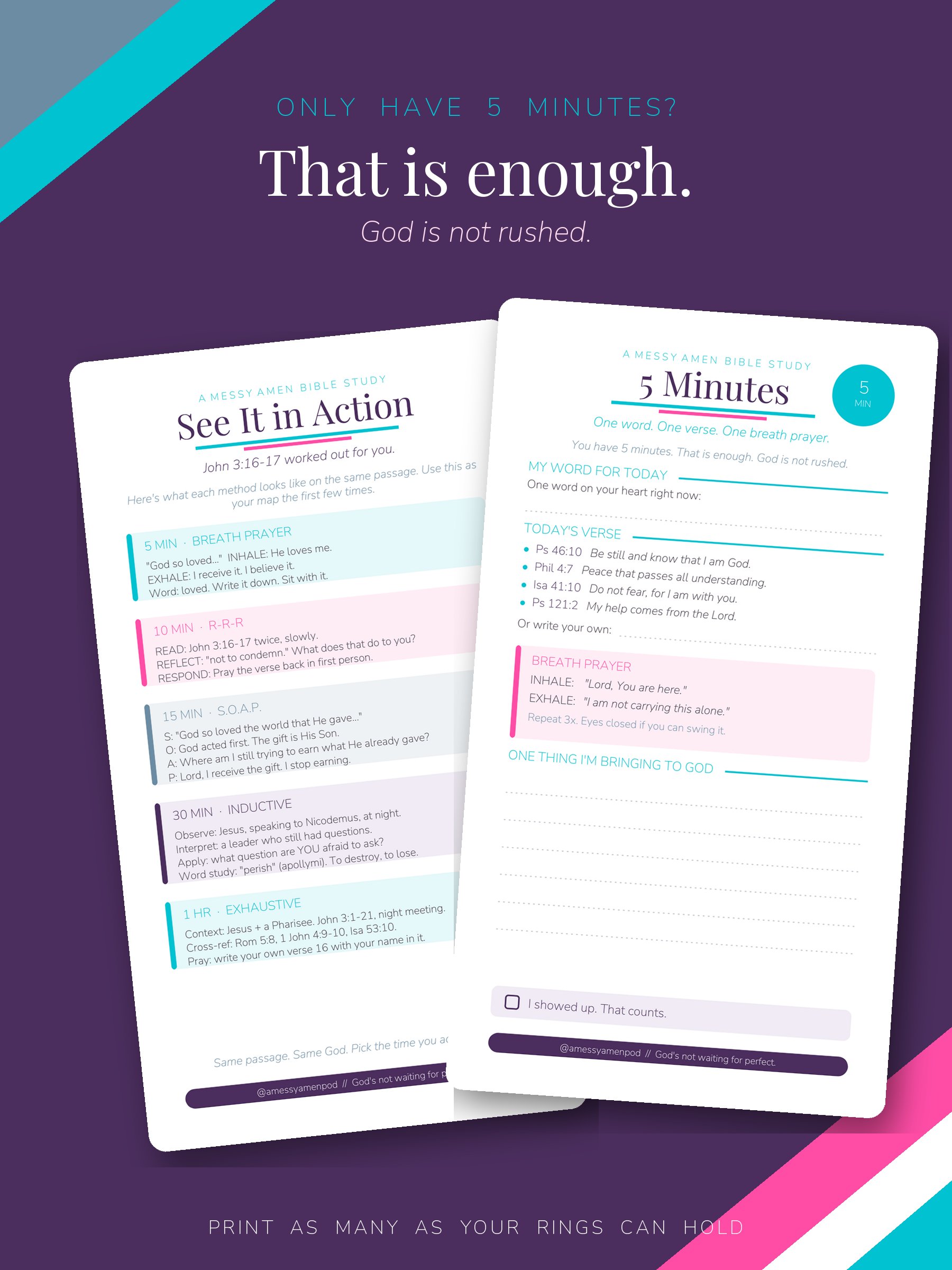 A Messy Amen Bible Study Inserts | Printable PDF | Personal Rings (3.75 x 6.75) product image (3)