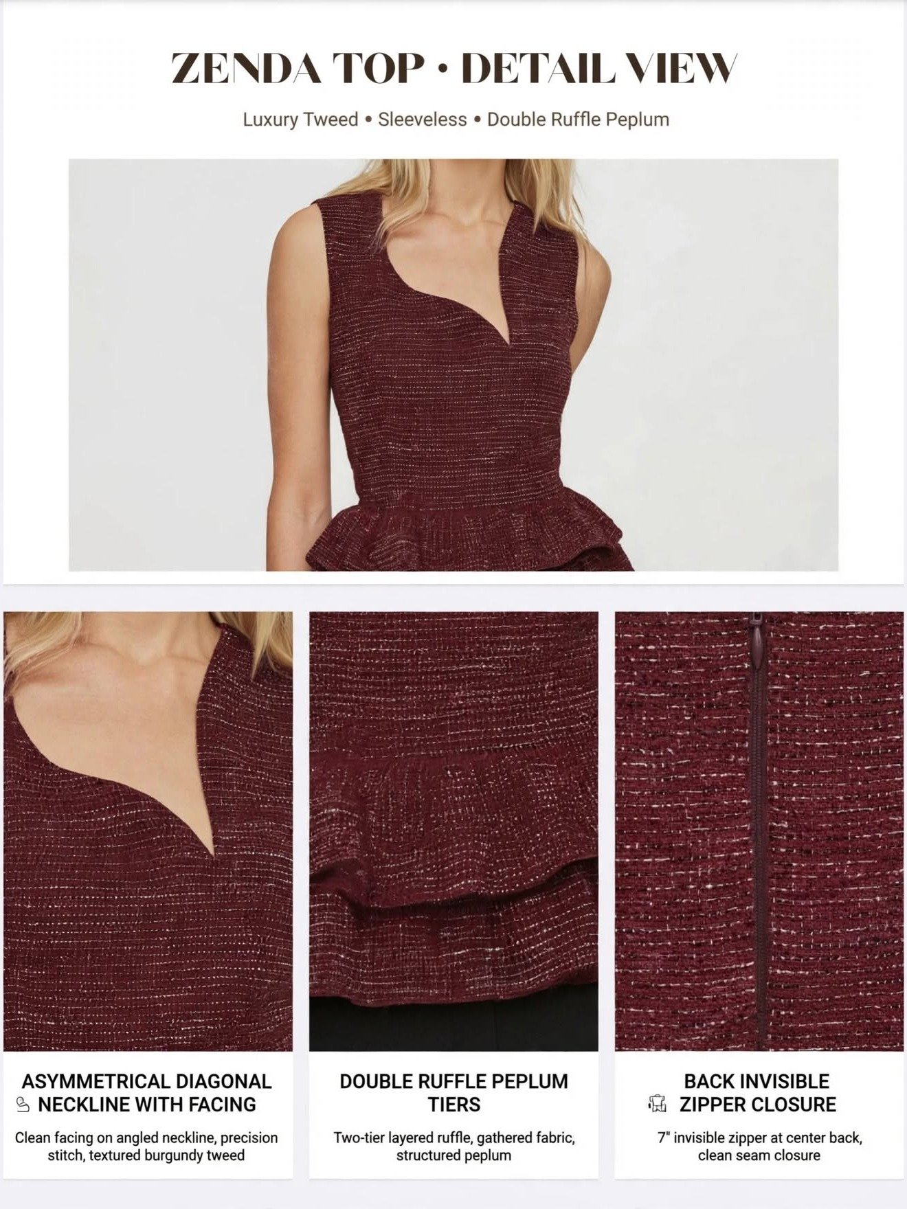 Zenda Top Sewing Pattern | Asymmetrical Peplum Top Pattern | Double Ruffle Top PDF | Sleeveless Asymmetrical Neck Top | XS-XXL product image (3)
