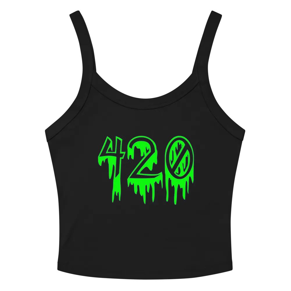 Green 420 Twisted Black Tank Top, Women's Creepy Dripping Stoner Shirt product image (2)