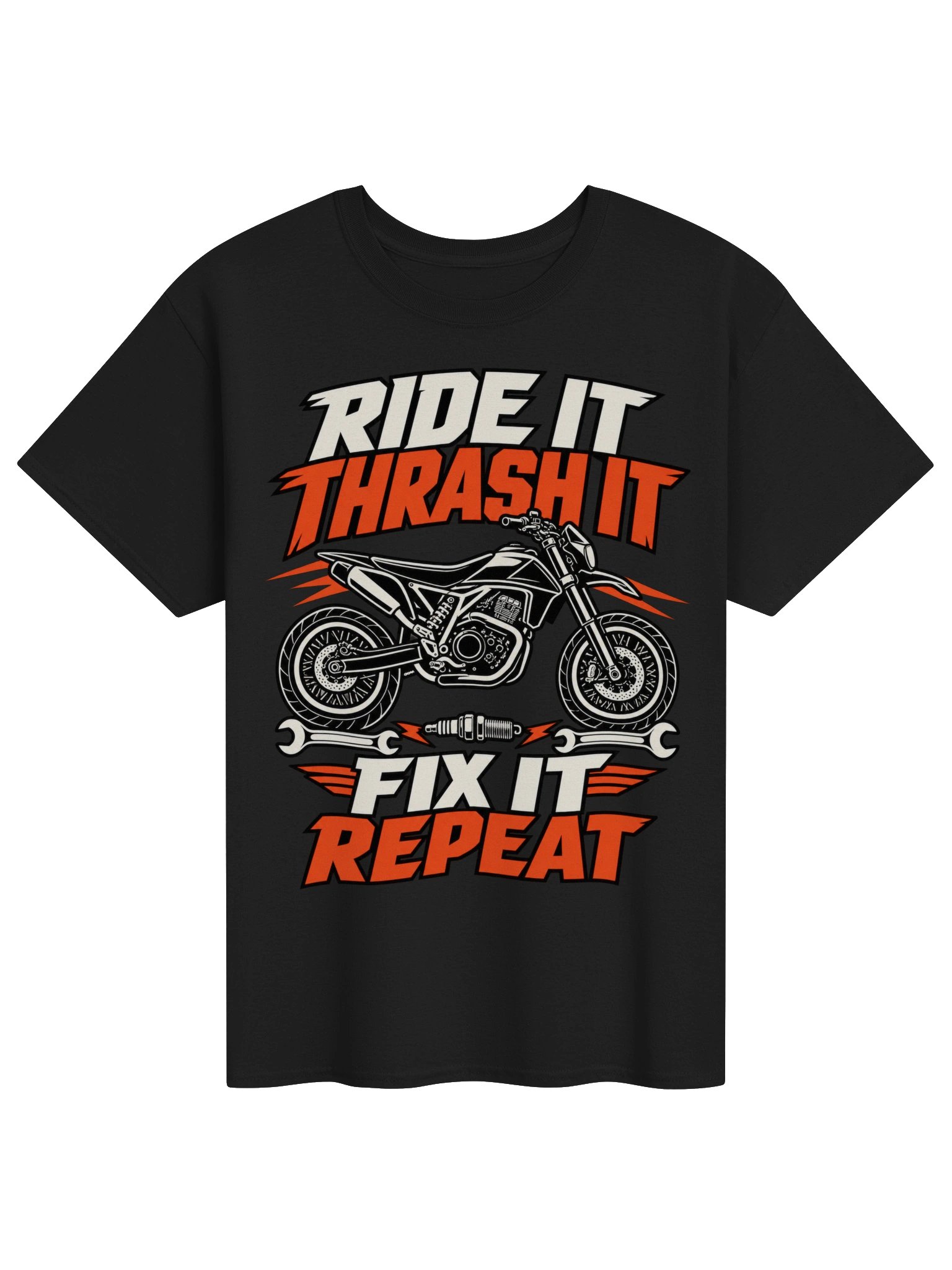 Ride It Thrash It Fix It Repeat Supermoto Motorcycle T-Shirt product image (1)