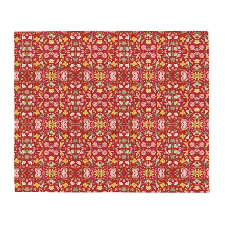 Exotic Blooming Floral Butterfly Red Throw Blanket product image (2)