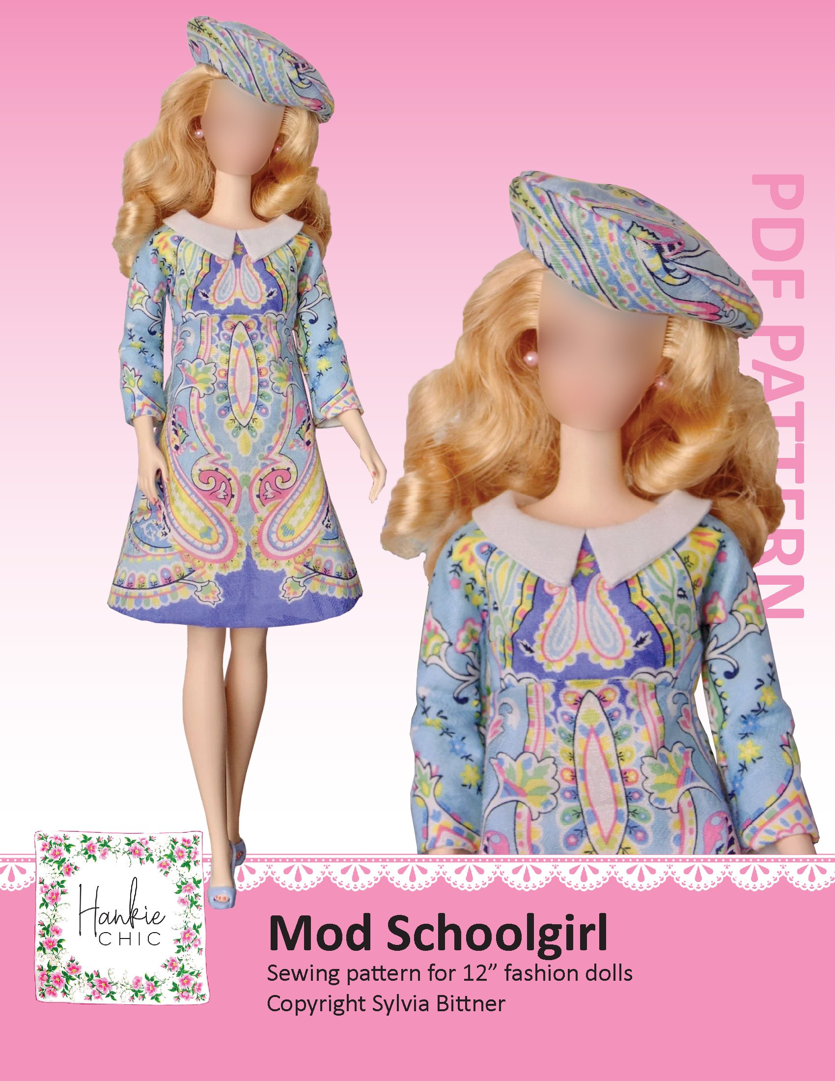 Mod Schoolgirl sewing pattern for 12" fashion dolls product image (1)
