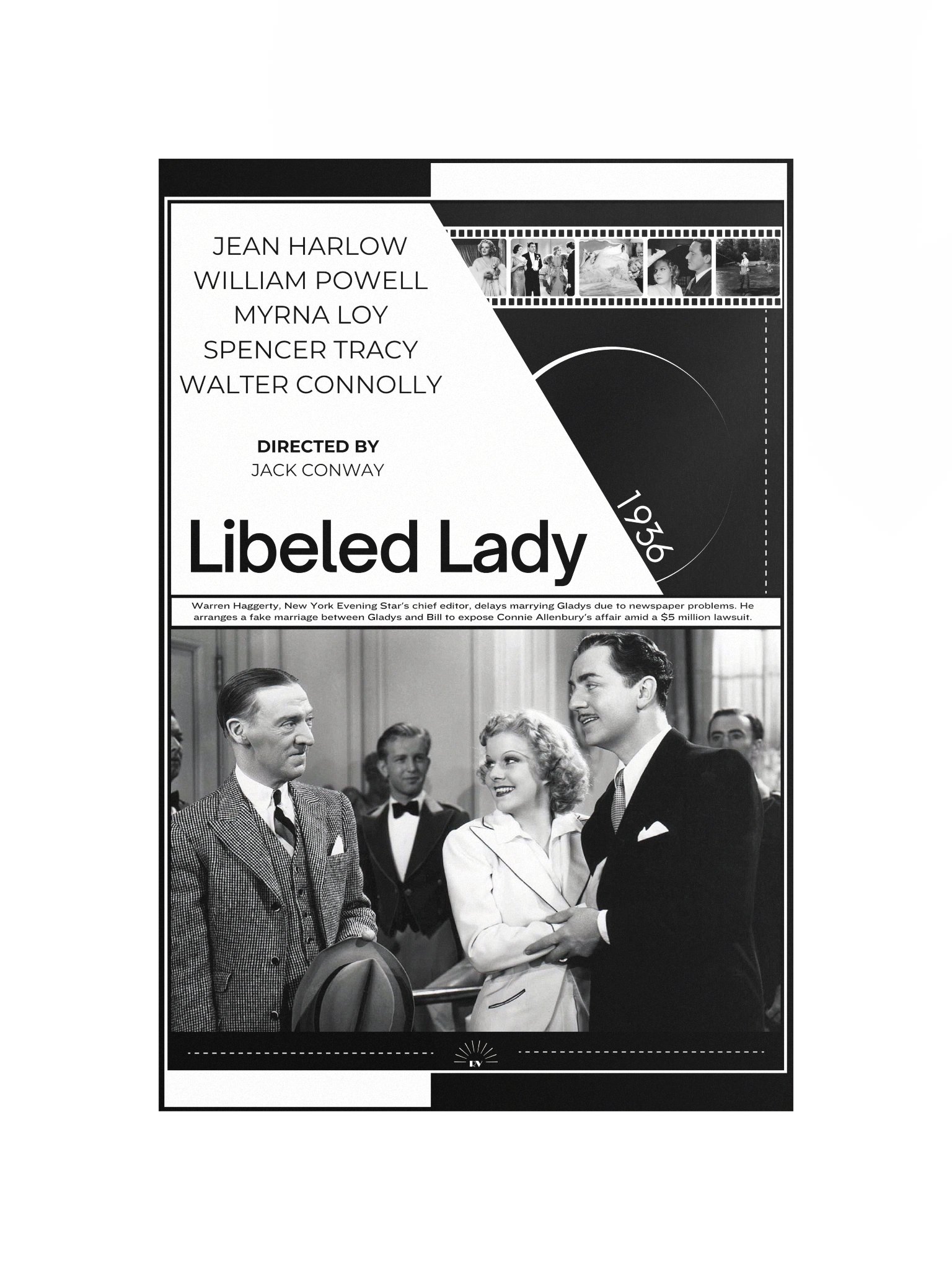 Libeled Lady with Myrna Loy, Jean Harlow, Spencer Tracy and William Powell 1936 | Movie Poster | 12x18 Wall Art product image (4)