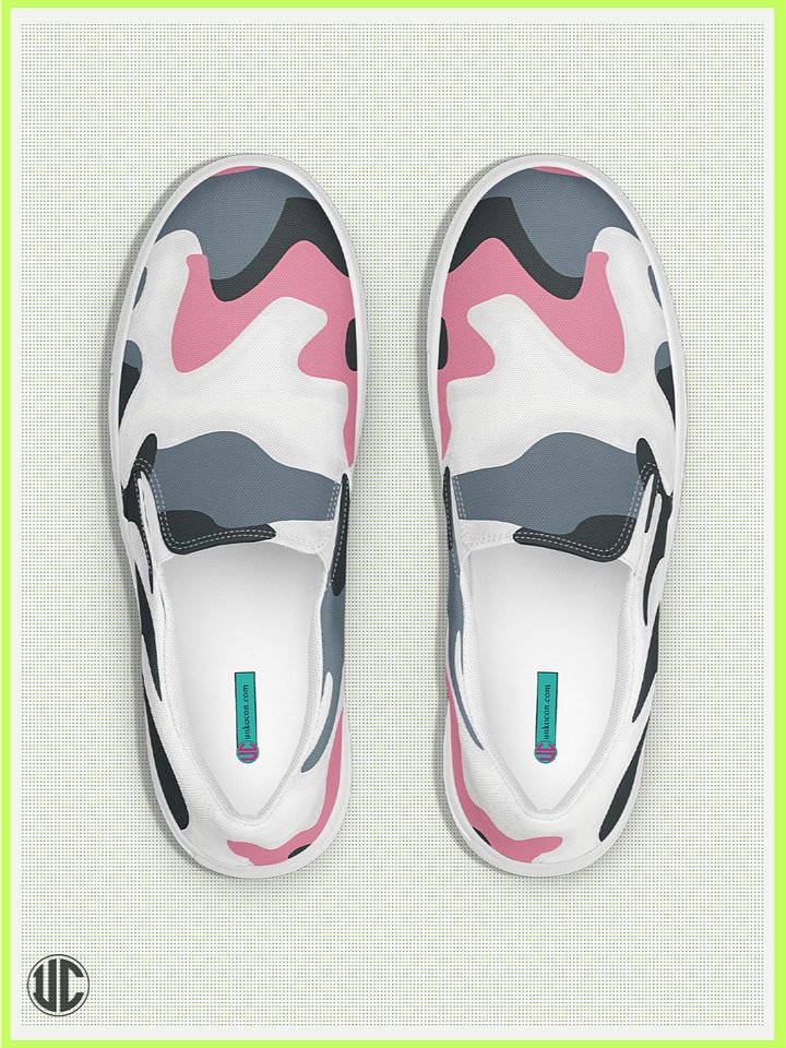 UnkoCon – Bubblegum Pink Urban Camo Women’s Slip-On Shoes product image (1)