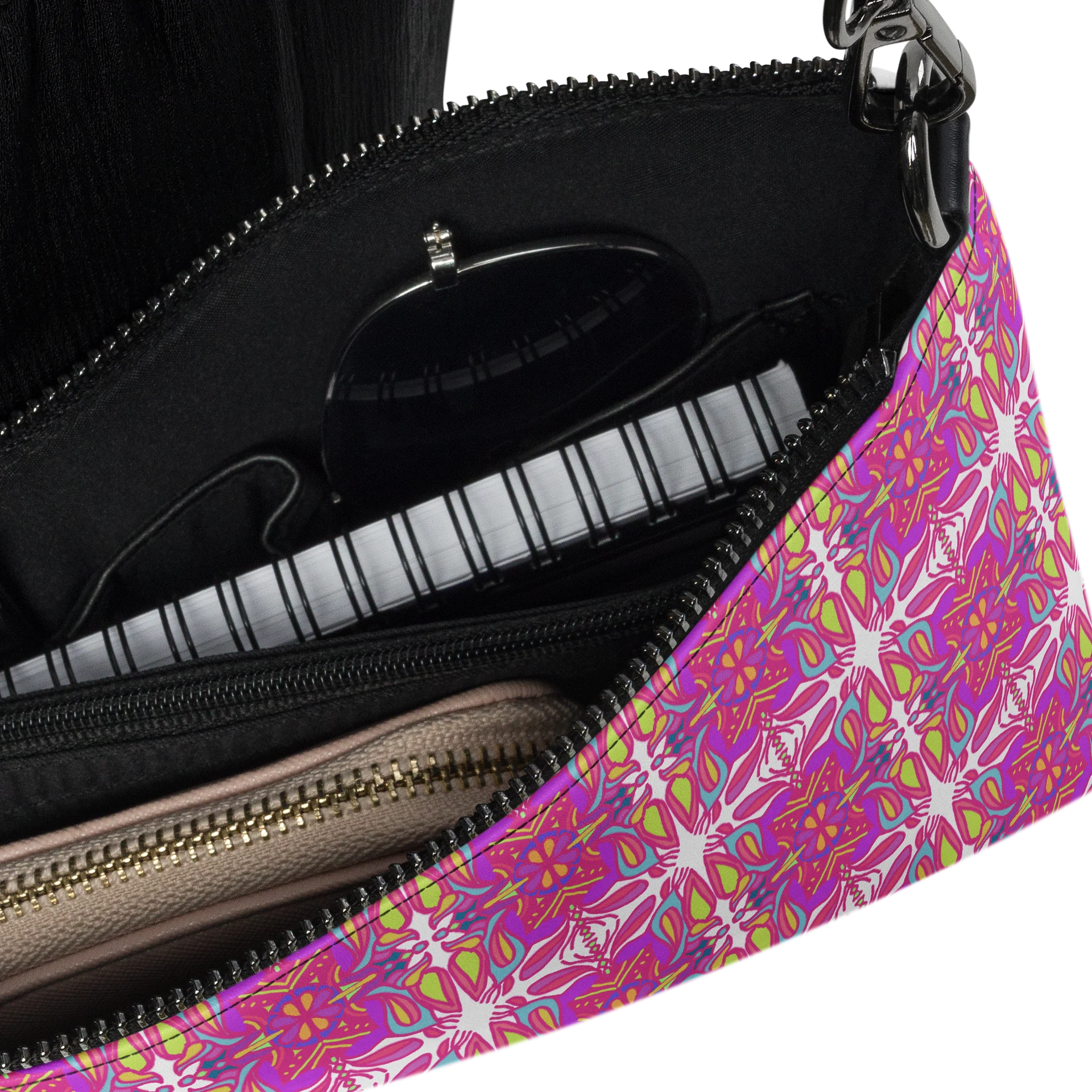 Mellow Magenta Faux Leather Crossbody Bag (White) product image (4)