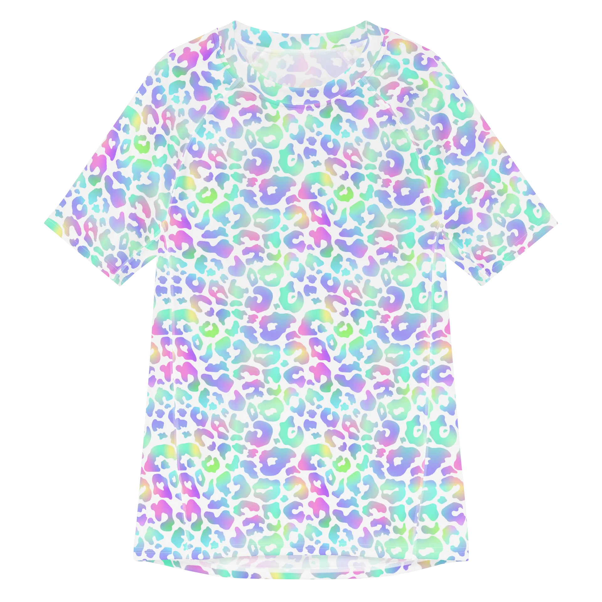 Leopard Print Pastel Rainbow Men’s Rash Guard product image (1)