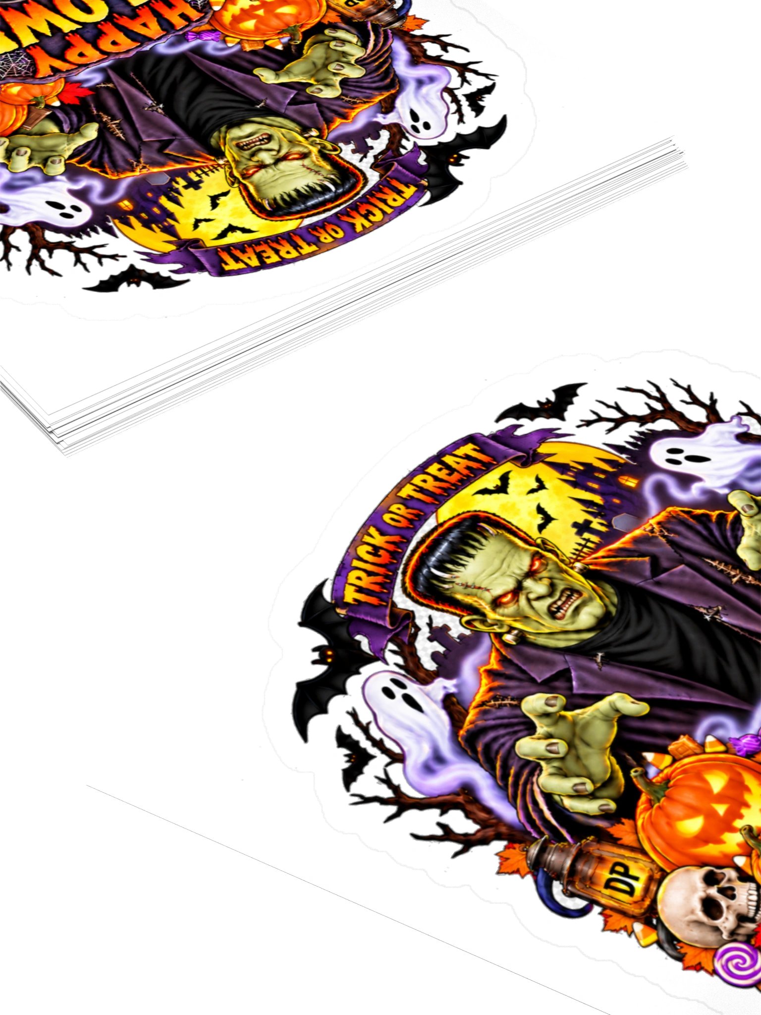 Frankenstein Happy Halloween 3" x 3" sticker product image (4)