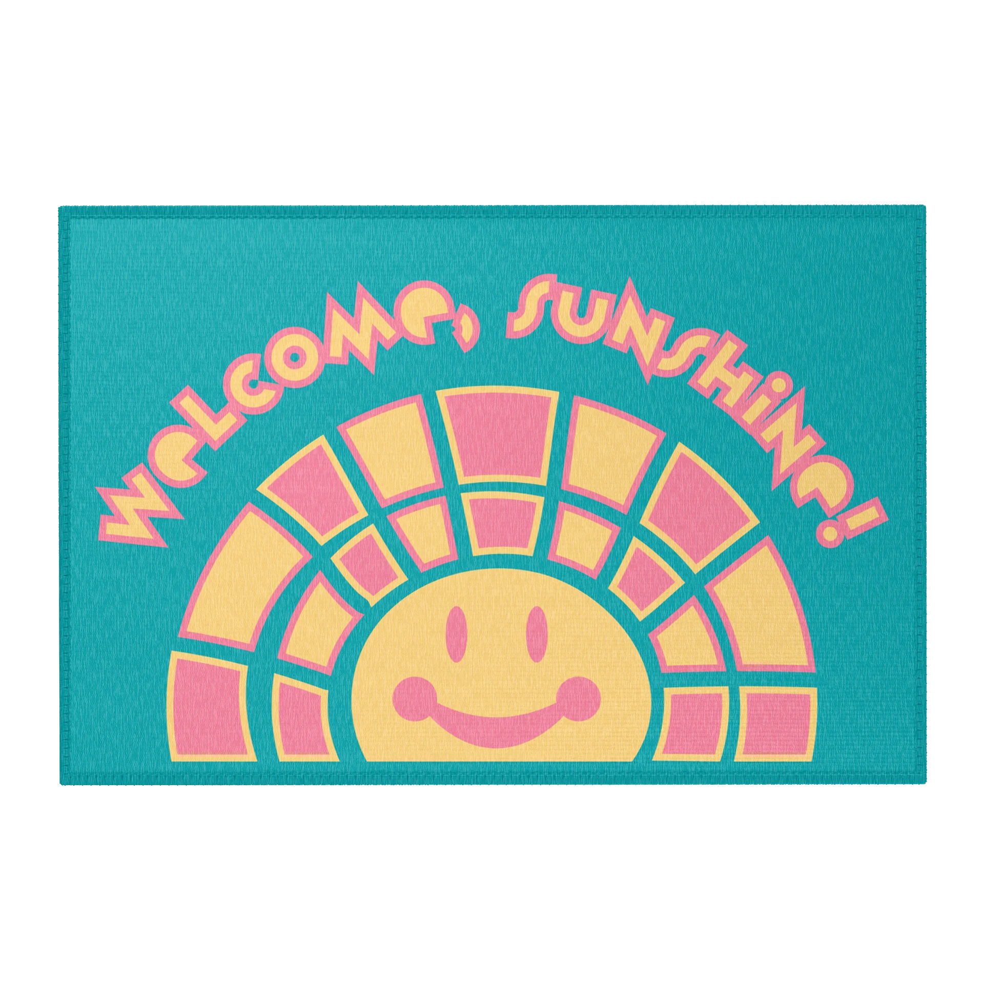 WELCOME, SUNSHINE! Smiling Sun Teal Area Rug product image (1)