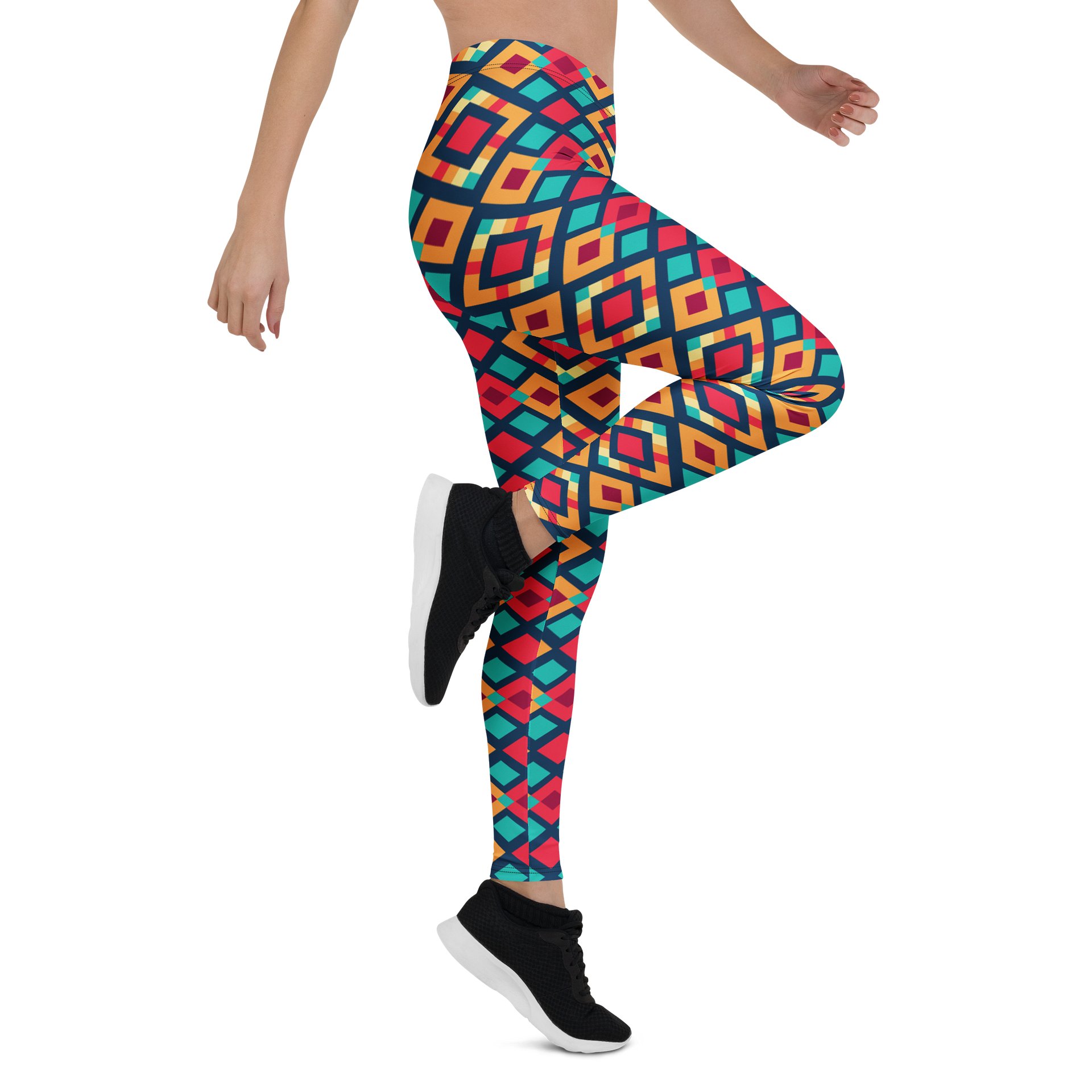 Comfortable Leggings with Colorful Geometric Triangles product image (6)