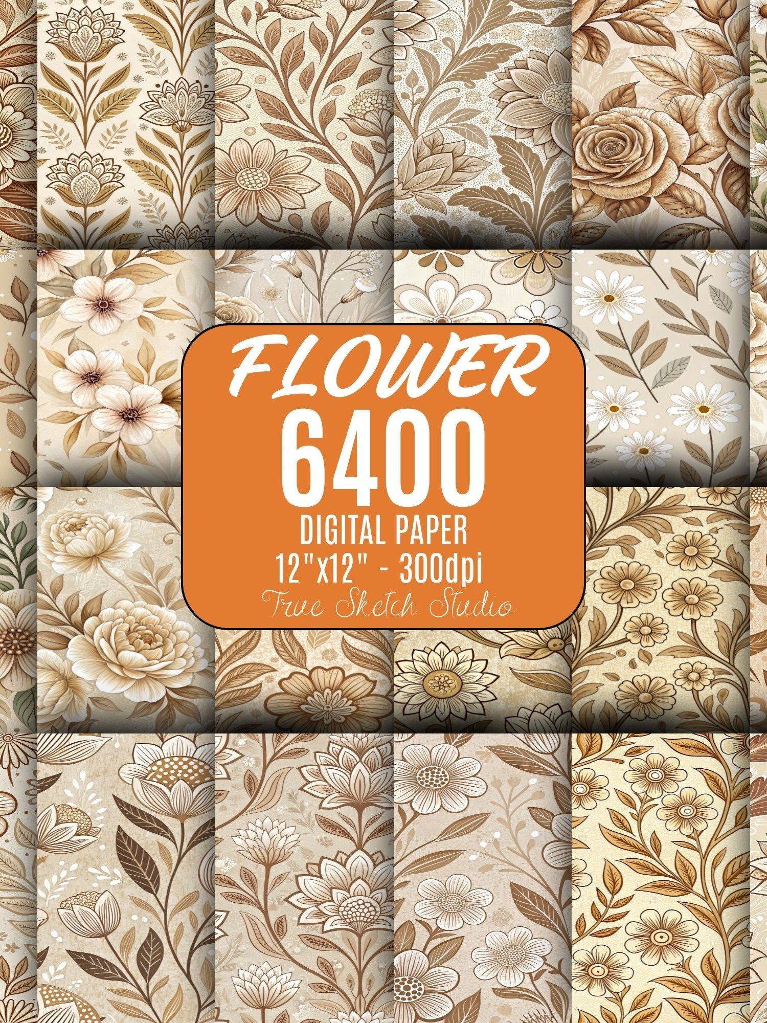 6400 Floral Digital Paper Bundle, Flower Pattern Mega Pack product image (10)