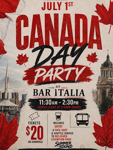 🇨🇦 CANADA DAY PARTY 🇨🇦

Kick off your Canada Day the right way at Bar Italia before heading to Summer of Sound! 🍁🎉

🎟️ $20 Ad...