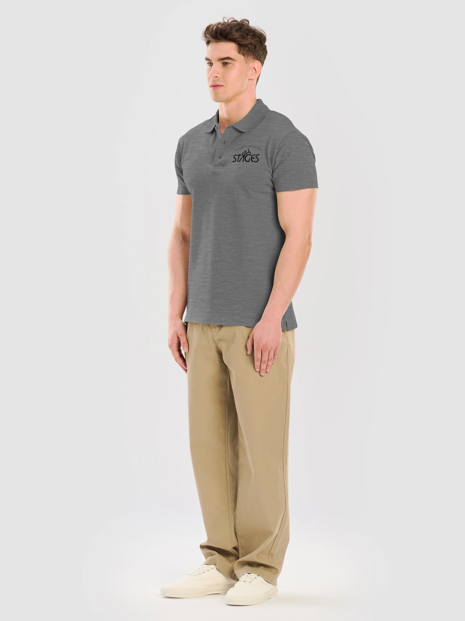 Unisex Light Polo Shirt - Black Embroidered Stages Logo product image (10)