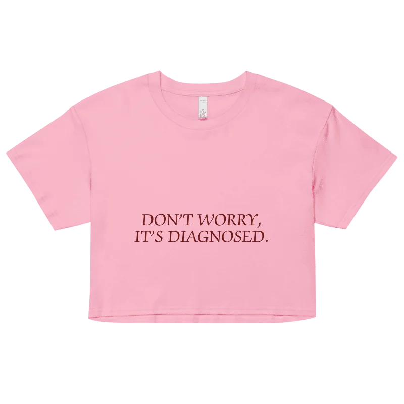 DW, IT'S DIAGNOSED (#6D1616) printed cotton crop top product image (1)