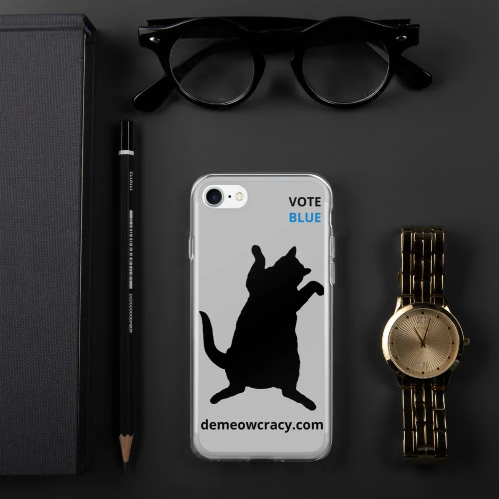 Vote Blue Dancing DeMeowcracy Cat iPhone Case - Light Grey product image (2)
