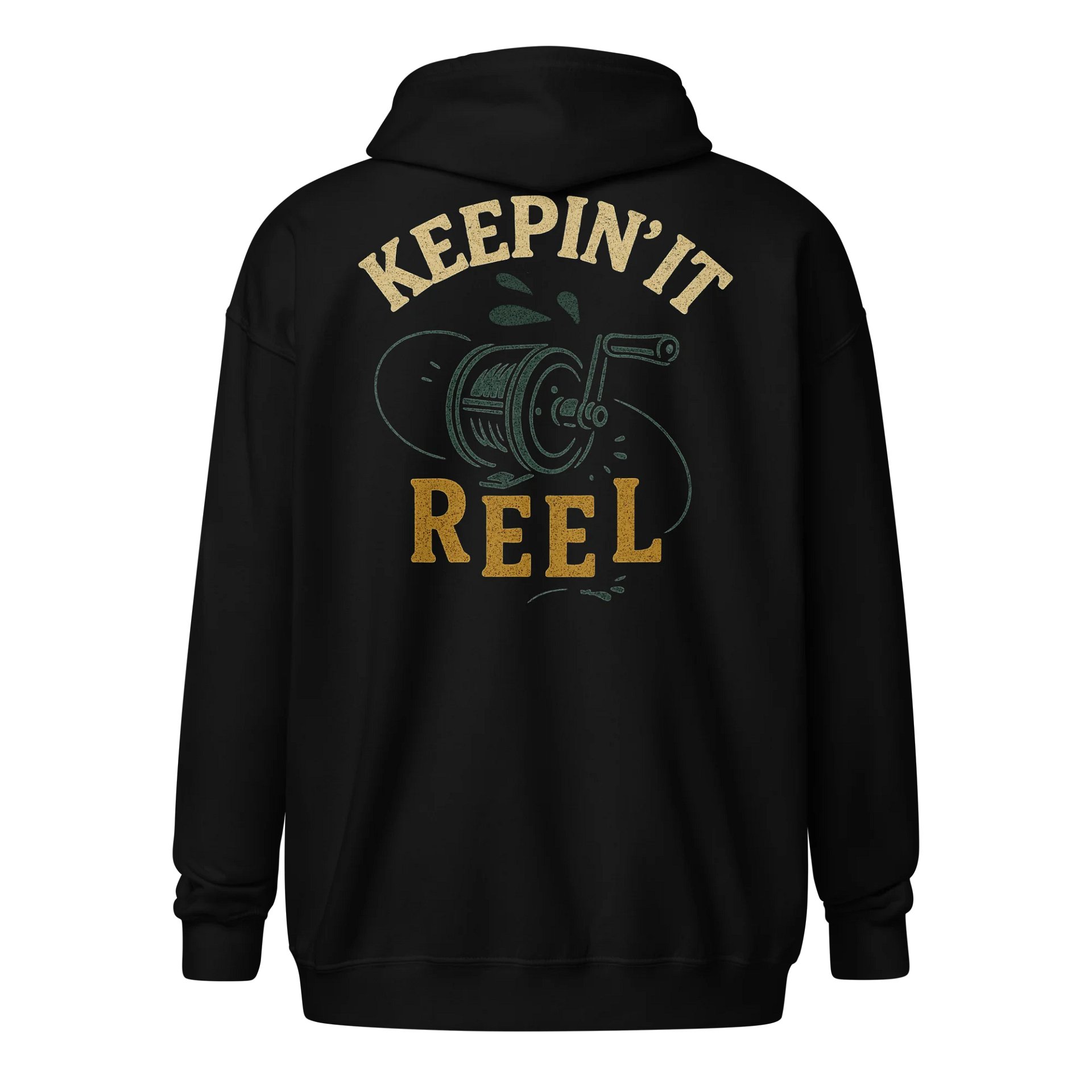 Keepin' It Reel Funny Zip Hoodie – Vintage Retro Fishing Humor product image (1)