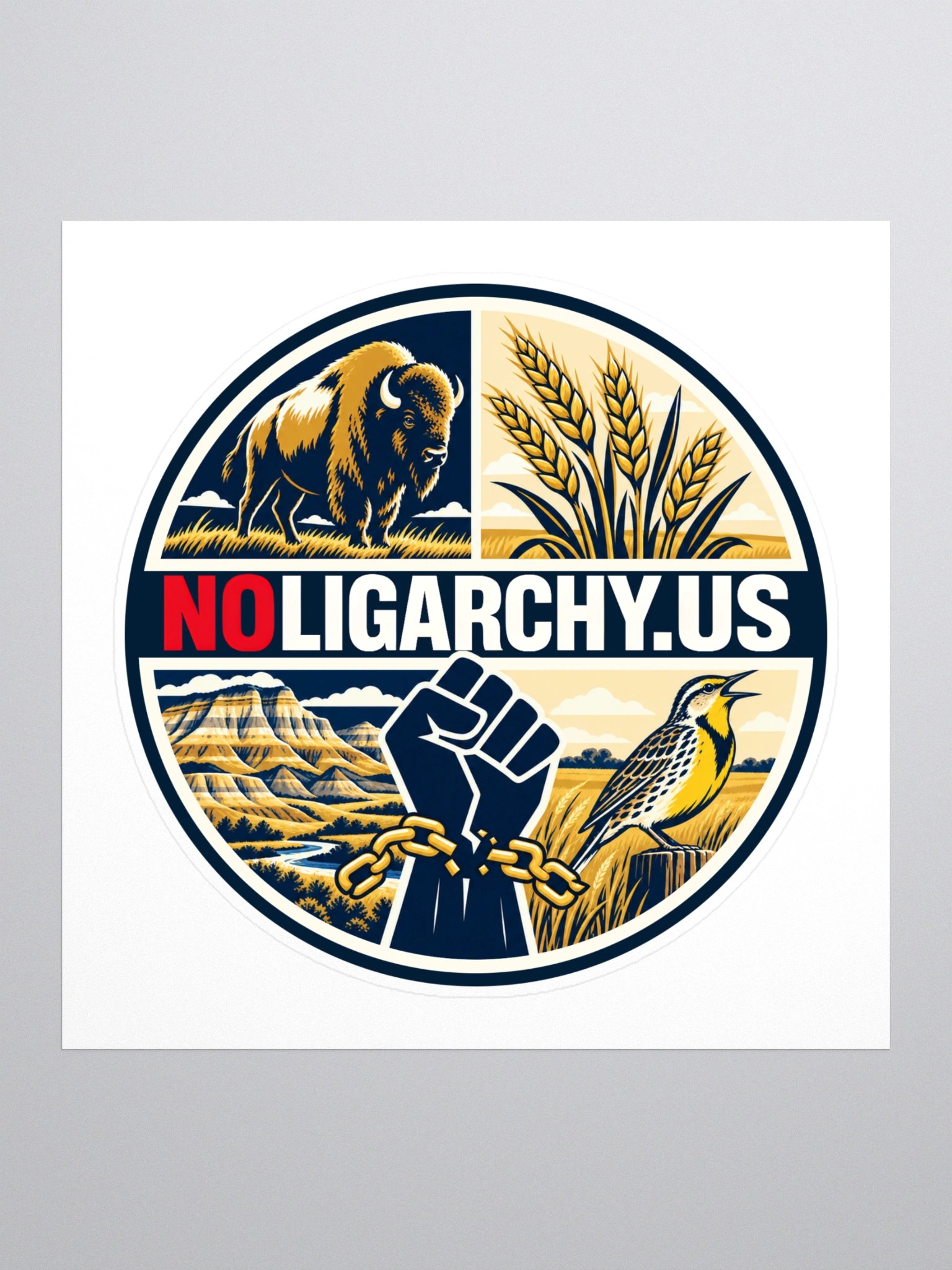 North Dakota NOLIGARCHY.US sticker product image (1)