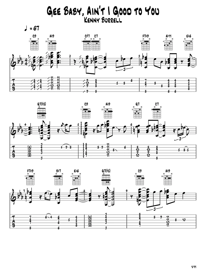 (Transcription PDF) Gee Baby, Ain't I Good to You - Kenny Burrell product image (2)