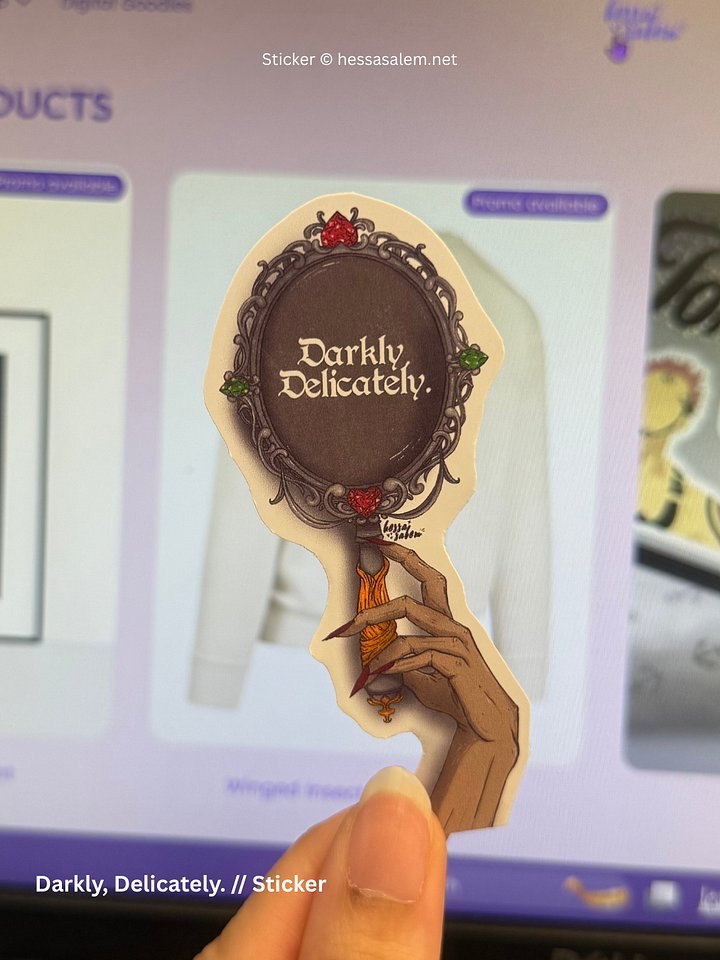 Darkly, Delicately. // Sticker product image (1)