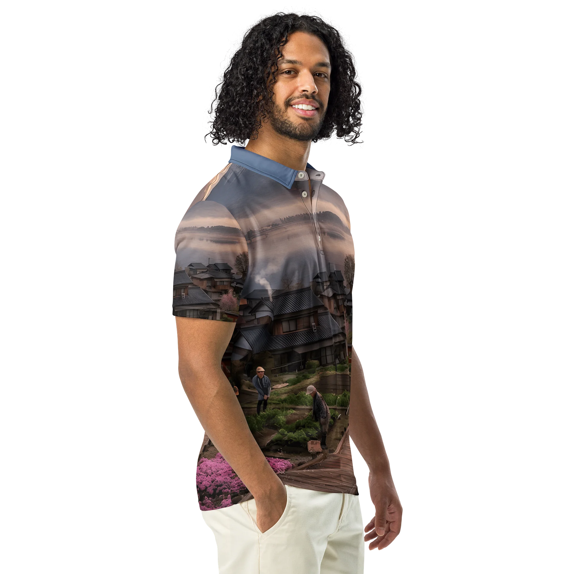 Men's Mount Fuji Slim Fit Polo Shirt | Printed Short Sleeve Collared Top product image (6)