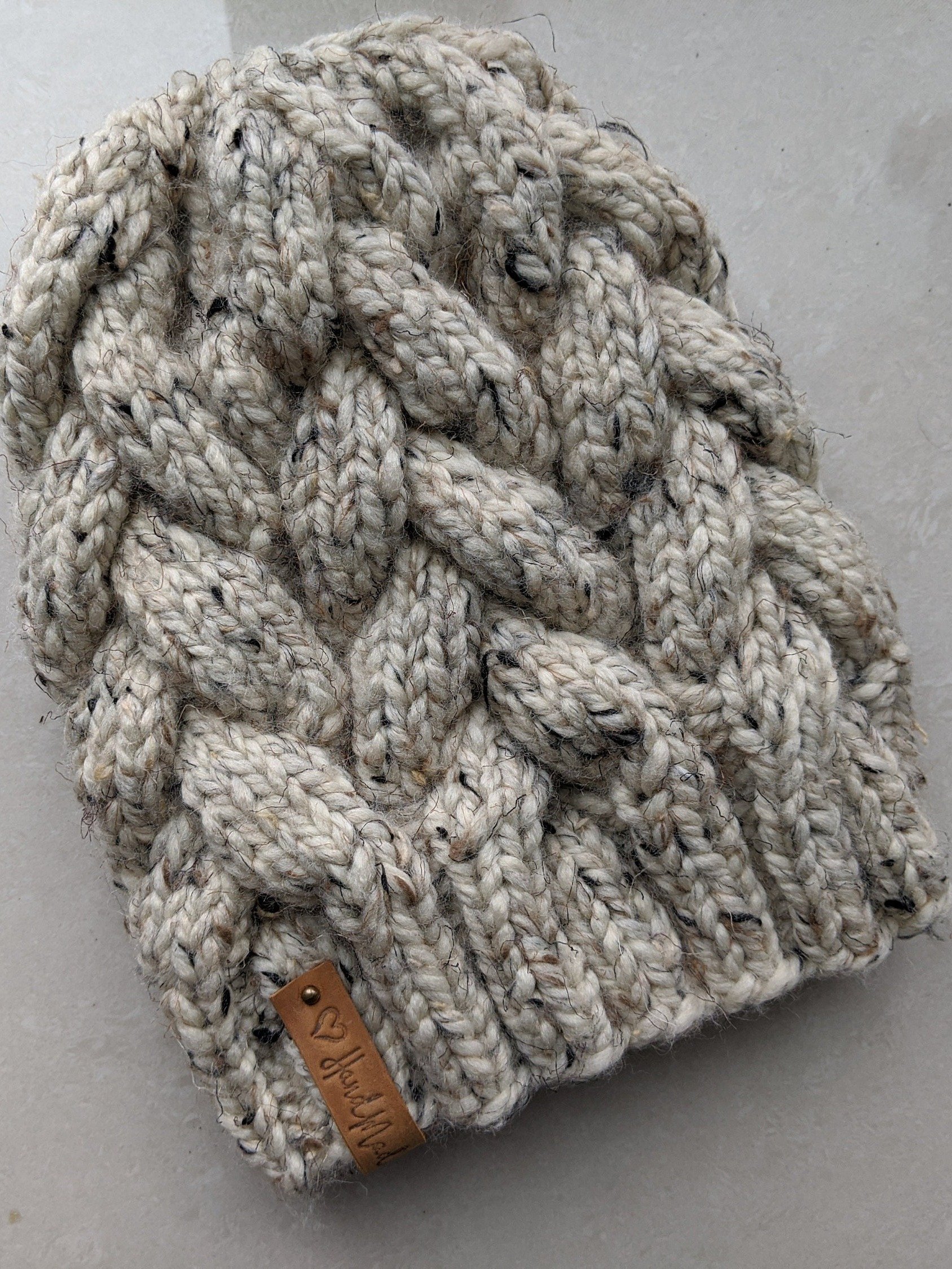Super Bulky Oatmeal Cable Hat Knitting Pattern product image (1)