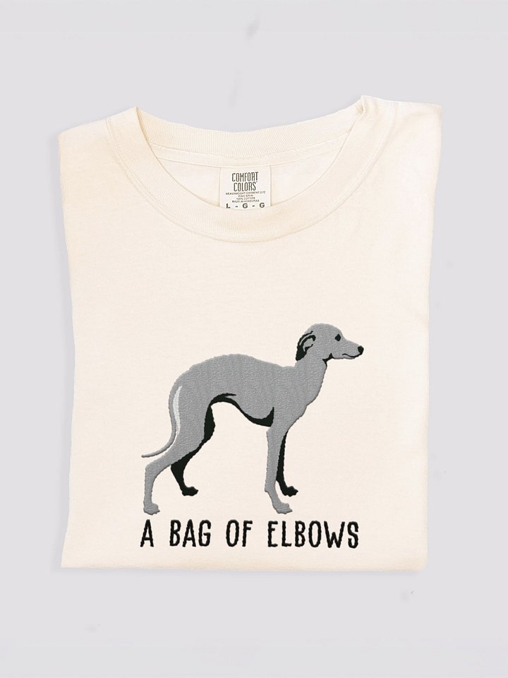 A Bag of Elbows T-Shirt(Embroidered) of an Italian Greyhound(Blue) product image (1)