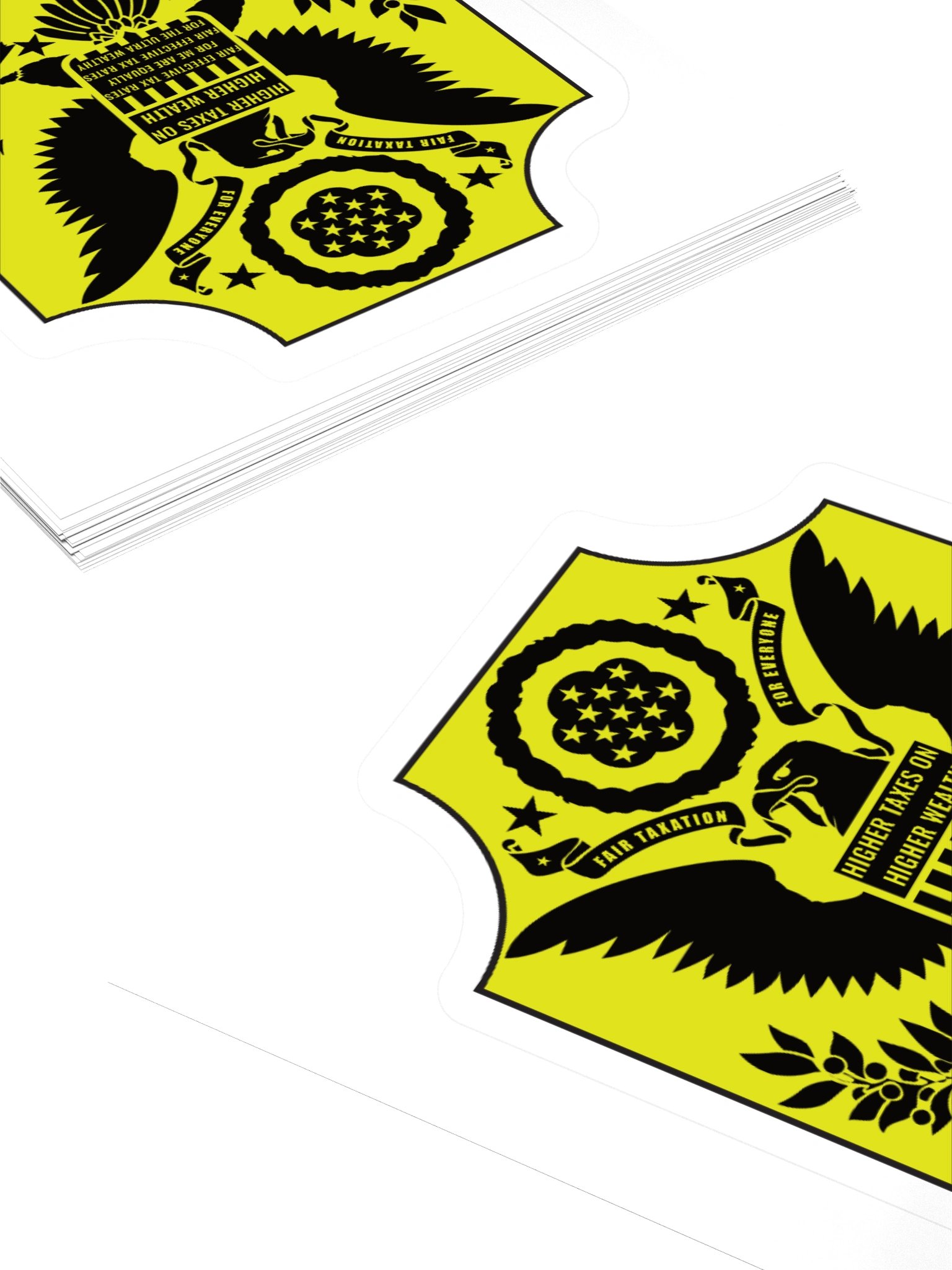 High quality sticker on white background says: Fair Taxation for Everyone. Higher Taxes on Higher Wealth. Fair Effective Tax Rates for Me Are Equally Fair Effective Tax Rates for The Ultra Wealthy. product image (11)