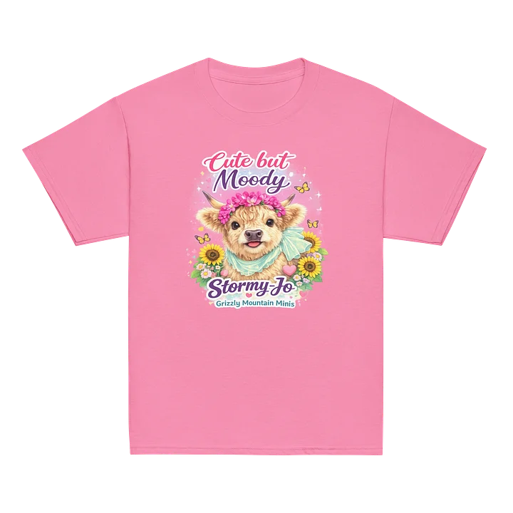 Cute but Moody Highland Cow Youth Tee product image (11)