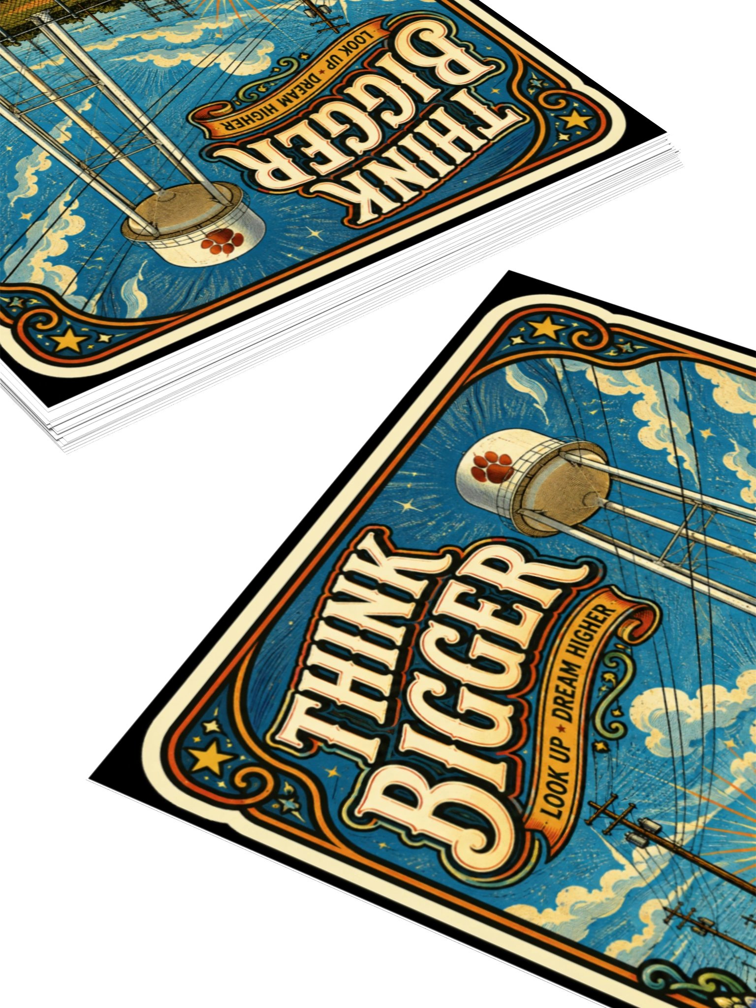 Think Bigger Sticker | Floresville Middle School Water Tower | Original Art by Matt Pierce product image (4)