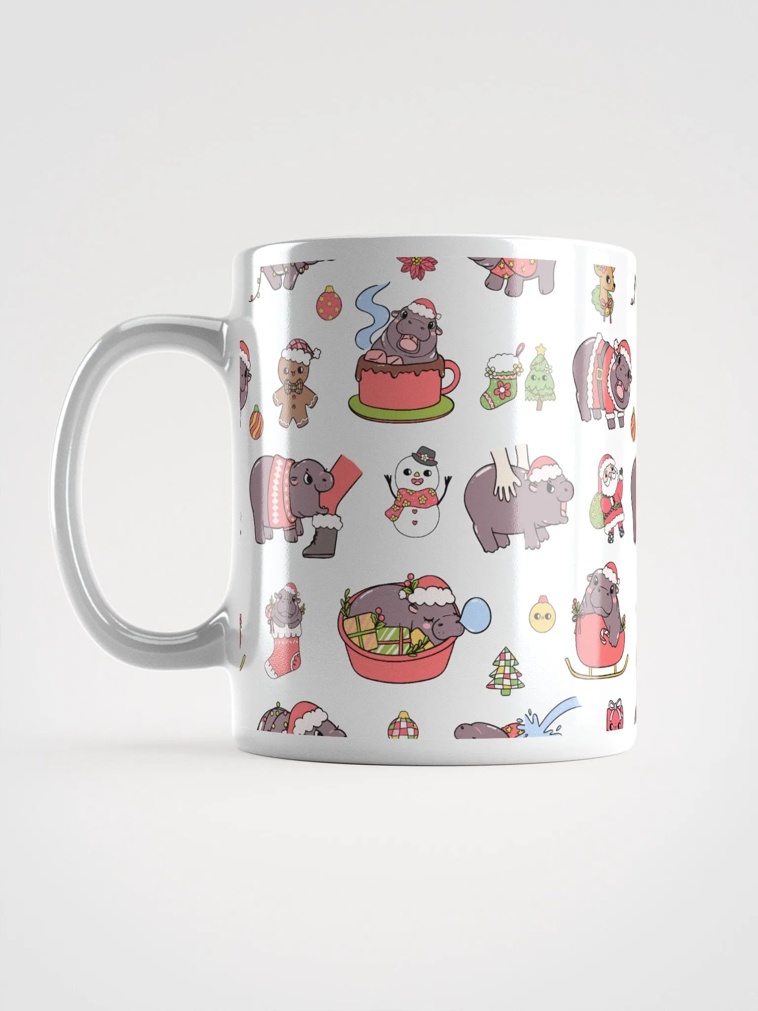MOODENG'S CHRISTMAS WHITE GLOSSY MUG! product image (1)