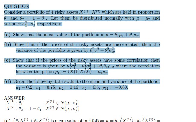 TD - Normally distributed risky assets and their mean and variances product image (1)