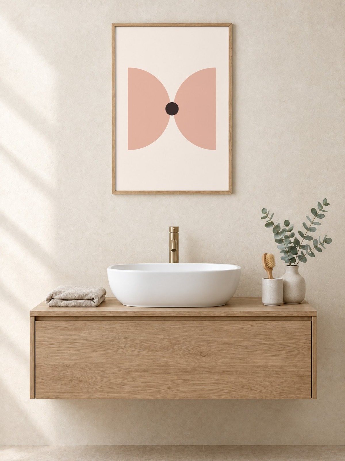 Blush Pink Geometric Print | Abstract Bathroom Wall Art product image (1)