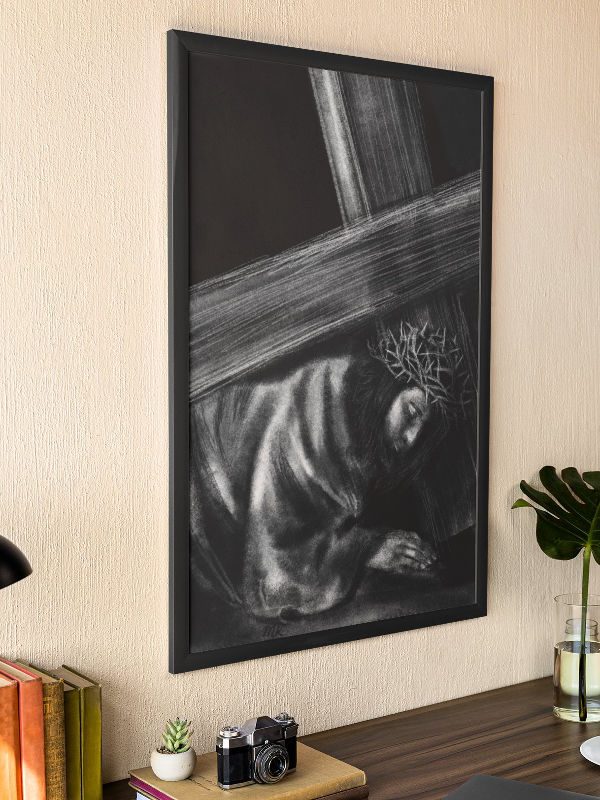 Weight of Love | Christ’s Passion Charcoal Study | Christian Wall Art Print product image (4)