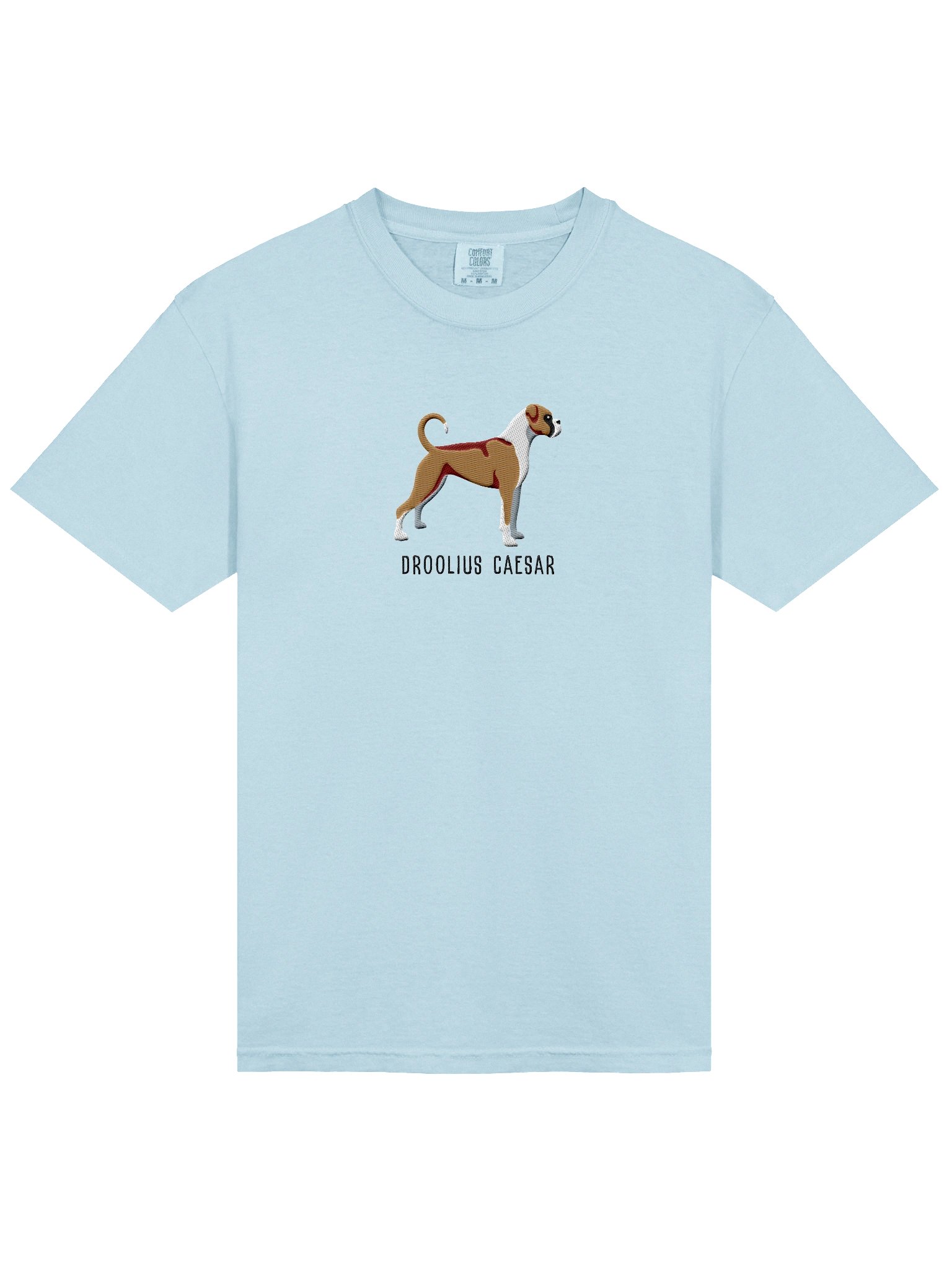 Droolius Caesar T-Shirt(Embroidered) of a Boxer(Tan & White) product image (6)