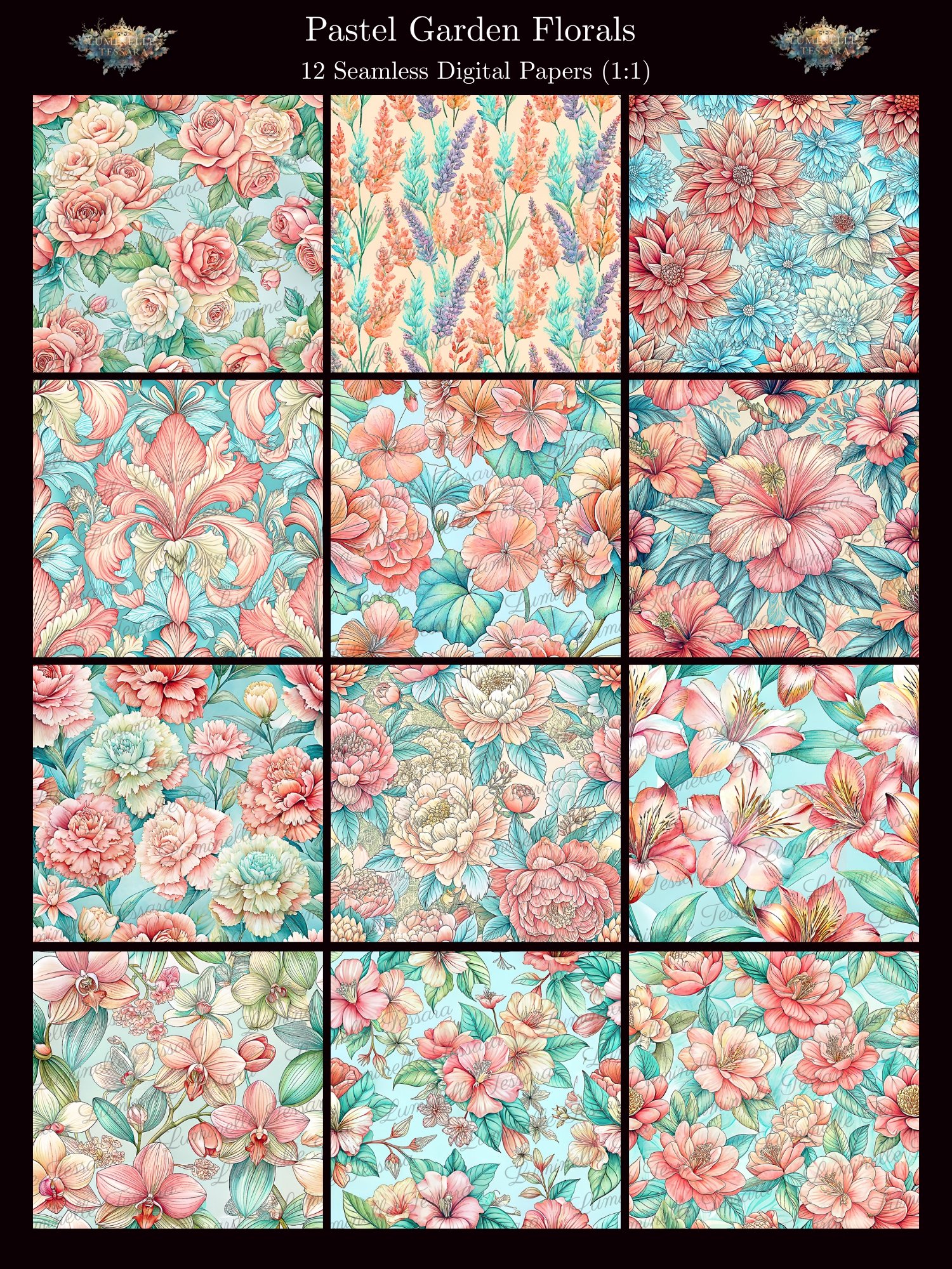 Pastel Garden Florals – Seamless Digital Paper Bundle product image (1)