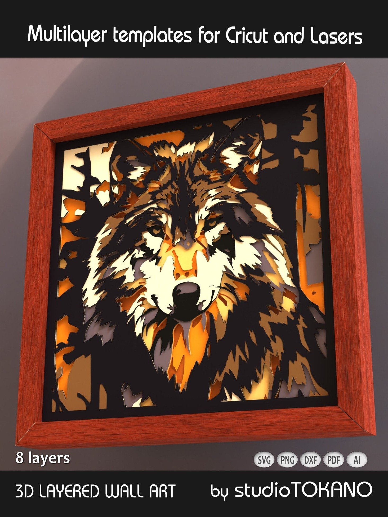 Wolf Shadow box SVG product image (6)
